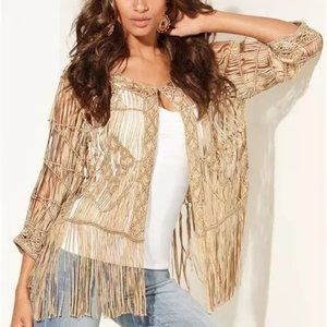 NWT Boston Proper Macrame Fringe Cardigan Boho